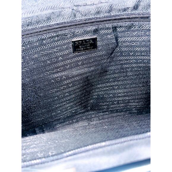 Prada Women's Triangle Logo Sapphire Briefcase Shoulder Bag Black One Size - Picture 5 of 5